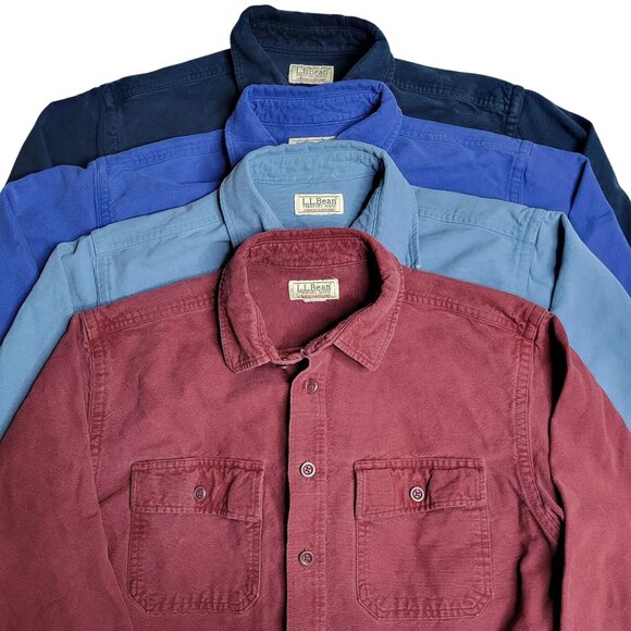 L.L. Bean Men's Medium Heavyweight Chamois Shirt Lot Of 4 In Assorted Colors - Picture 1 of 16